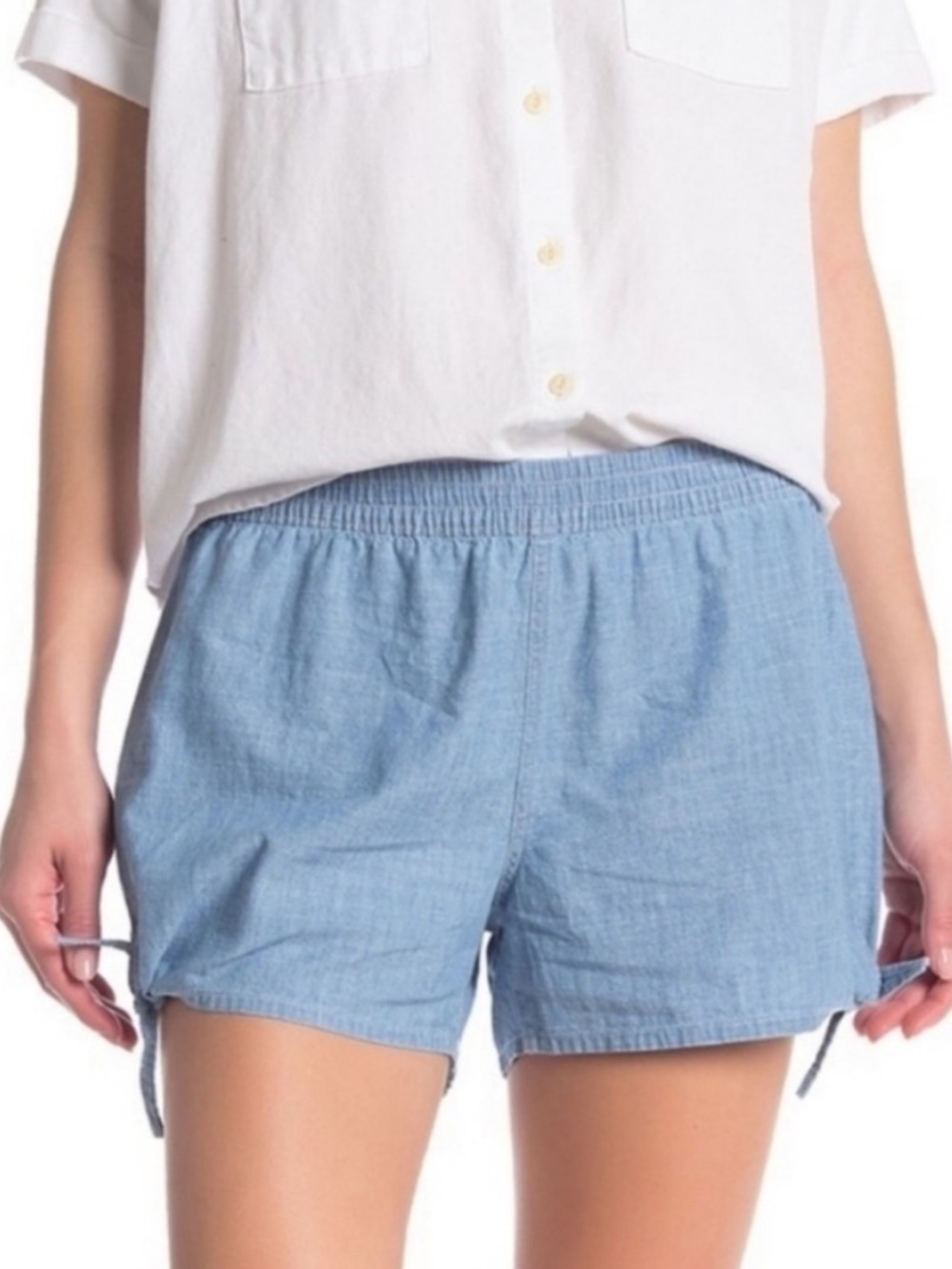 Madewell Pull On Side Tie Chambray Shorts Size Small